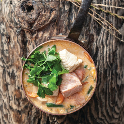 Cozy Soup & Cozy Socks: The Salmon Sister's Coconut Curry Fish Soup Recipe
