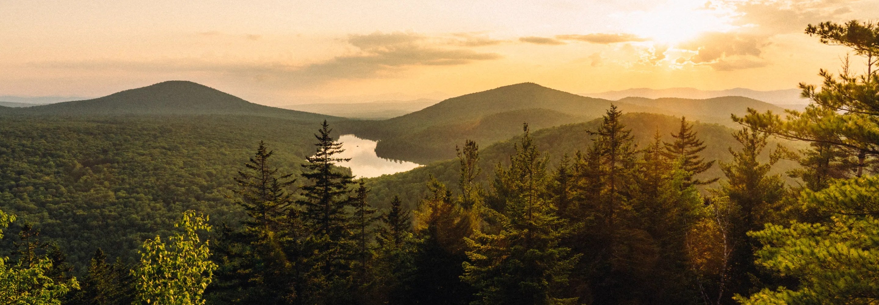 Mountain vista at sunset, showing the beauty of Vermont